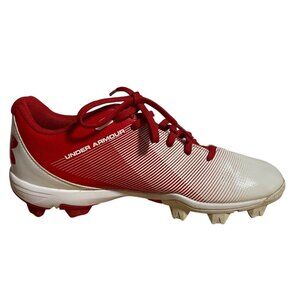 Under Armour Red & White Baseball Cleats Size 8 Mens Durable Design